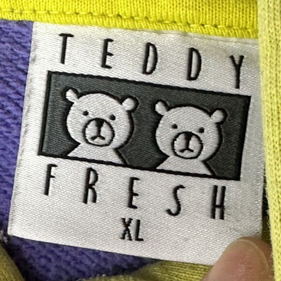 Teddy Fresh Womens Hoodie Pullover Sweatshirt Pastel Color Block Large XL Gen Z - Picture 9 of 14